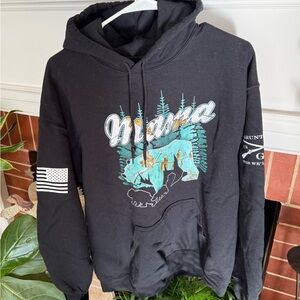 Grunt Style Black Hoodie with Bear Graphic